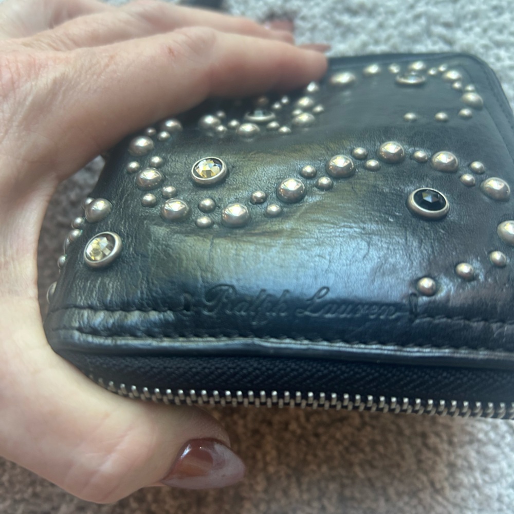 Ralph Lauren Black Studded Leather Wallet - Picture 4 of 7